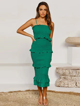 Smocked Ruffled Midi Cami Dress OutfitFlow